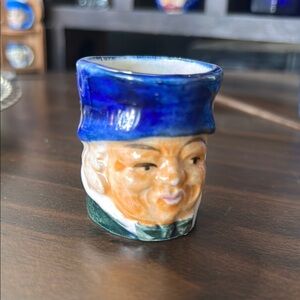 Blue‎ and Orange Ceramic toby Mug
